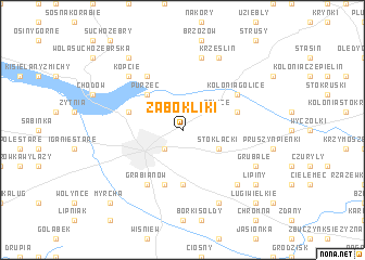 map of Żabokliki