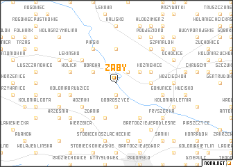 map of Żaby