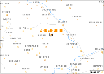 map of Žadeikoniai