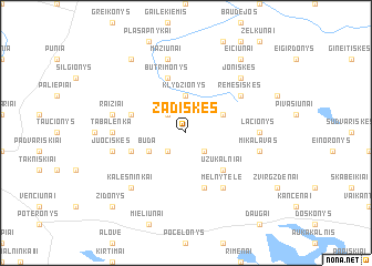 map of Žadiškės