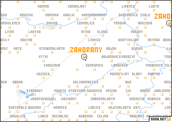 map of Zahořany