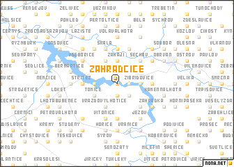 map of Zahrádčice