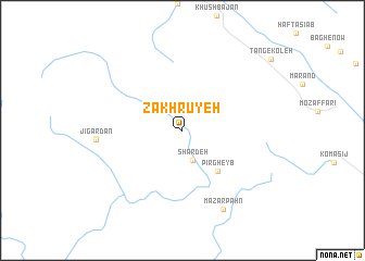 map of Zākhrūyeh