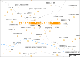 map of Zamānābād-e Moḩammadābād