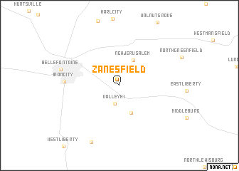 map of Zanesfield