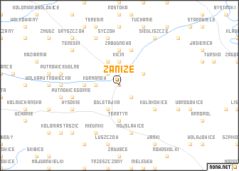 map of Zaniże