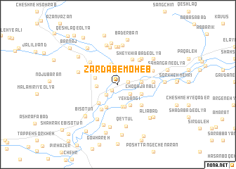 map of Zardāb-e Moḩeb