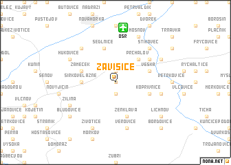 map of Závišice