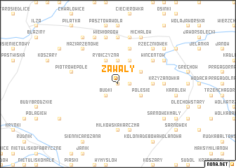 map of Zawały