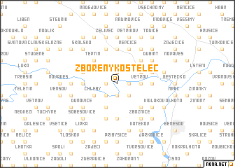map of Zbořený Kostelec