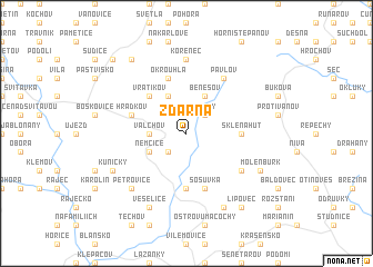 map of Žďárná
