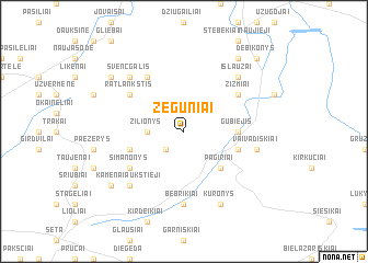 map of Žeguniai