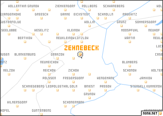 map of Zehnebeck