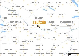 map of Żelazno