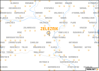 map of Železník