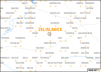 map of Żelisławice