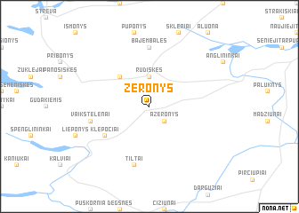 map of Žeronys