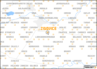 map of Židovice