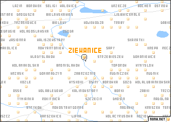 map of Ziewanice