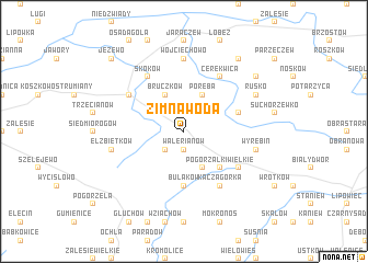 map of Zimna Woda