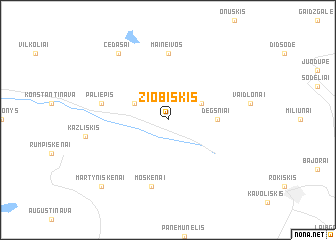 map of Žiobiškis