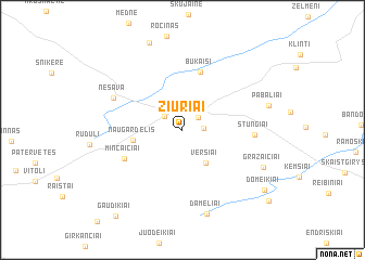map of Žiuriai