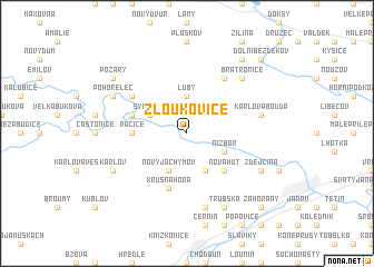 map of Žloukovice