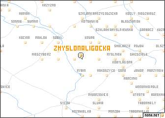 map of Zmyślona Ligocka