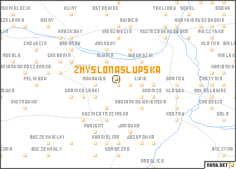 map of Zmyślona Słupska