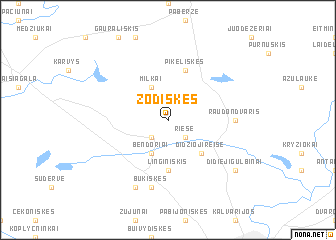 map of Žodiškės
