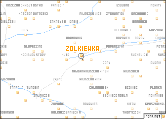 map of Żółkiewka