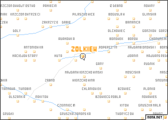 map of Żółkiew