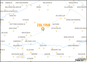 map of Żołynia