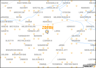 map of Żóraw