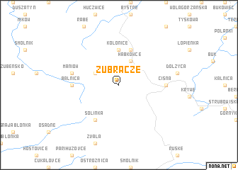 map of Żubracze