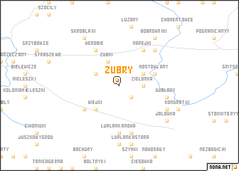 map of Żubry