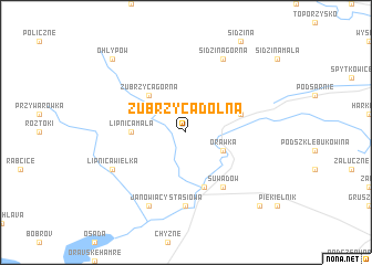 map of Zubrzyca Dolna