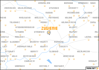 map of Żugienie