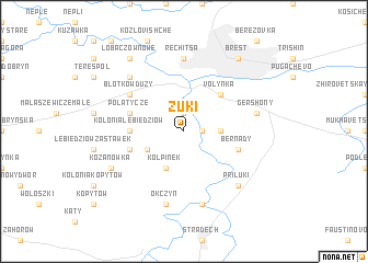 map of Żuki