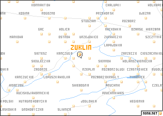 map of Żuklin