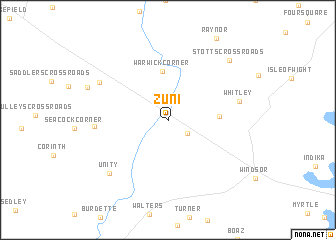 map of Zuni