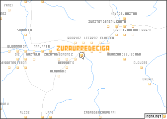 map of Zuraurre de Ciga