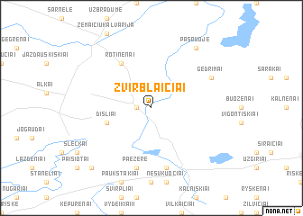 map of Žvirblaičiai