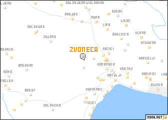 map of Zvoneća