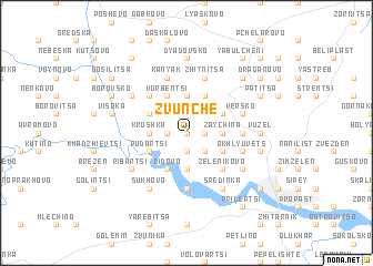 map of Zvŭnche