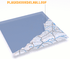 3d view of Plage de Oued el Halloûf