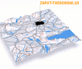 3d view of Zapotitán de Hidalgo