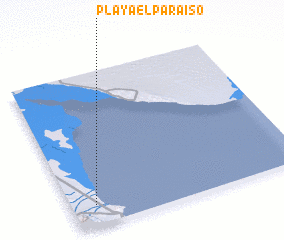 3d view of Playa El Paraíso