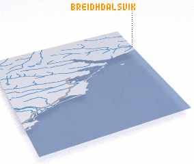 3d view of Breiðdalsvík