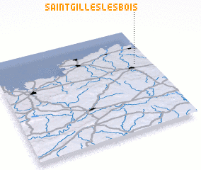 3d view of Saint-Gilles-les-Bois